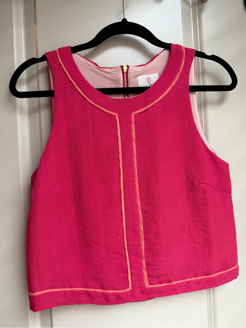 Julie Brown Hot Pink Tank with Peach Contrast Trim